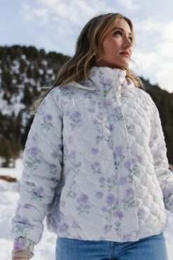 Quilted Jacket In Lavender Floral