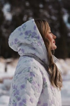 Quilted Jacket In Lavender Floral -Fashion Clothing Store pufferlavender 07 463781
