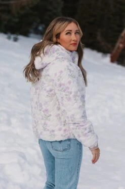 Quilted Jacket In Lavender Floral -Fashion Clothing Store pufferlavender 08 677219