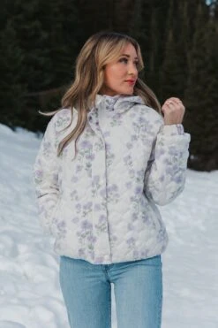 Quilted Jacket In Lavender Floral -Fashion Clothing Store pufferlavender 09 965866