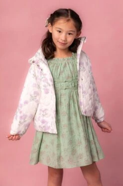 Mini Quilted Jacket In Lavender Floral -Fashion Clothing Store pufferlavender 1 230730