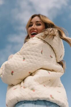 Quilted Jacket In Delicate Zinnia -Fashion Clothing Store pufferzinnia 28 440158