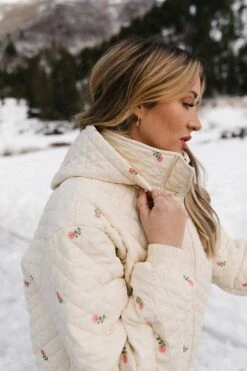 Quilted Jacket In Delicate Zinnia -Fashion Clothing Store pufferzinnia 29 729921