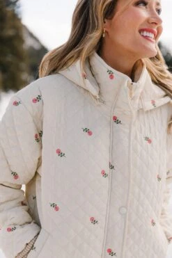 Quilted Jacket In Delicate Zinnia -Fashion Clothing Store pufferzinnia 35 221180