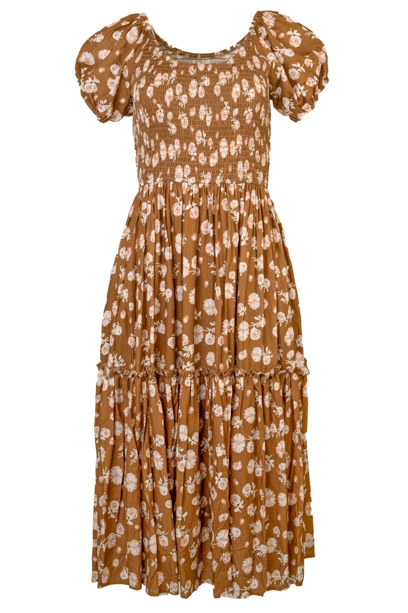 Sienna Dress In Brown Floral 2 Sienna Dress In Brown Floral - Image 2