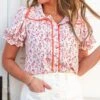 Sophia Blouse In Coral Floral