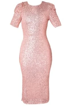 Starling Dress In Rose Gold Sequin -Fashion Clothing Store starlingRose front 862151