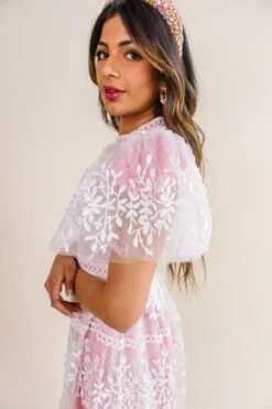 Sicily Dress With Flutter Sleeves In Pink - FINAL SALE 38 Sicily Dress With Flutter Sleeves In Pink - FINAL SALE -Fashion Clothing Store studio sicily pink 06 129089