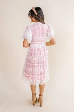 Sicily Dress With Flutter Sleeves In Pink - FINAL SALE 22 Sicily Dress With Flutter Sleeves In Pink - FINAL SALE -Fashion Clothing Store studio sicily pink 07 816080