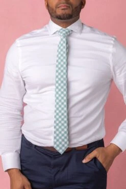 Mens Max Tie In Mint Gingham -Fashion Clothing Store tie studio easter24 1 211383