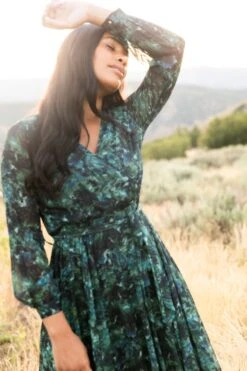 Laney Dress In Green Watercolor - FINAL SALE -Fashion Clothing Store web FALL Lyla Laney 2027 943524