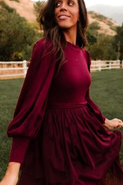Cosette Midi Dress In Wine - FINAL SALE -Fashion Clothing Store web cosettewine 4