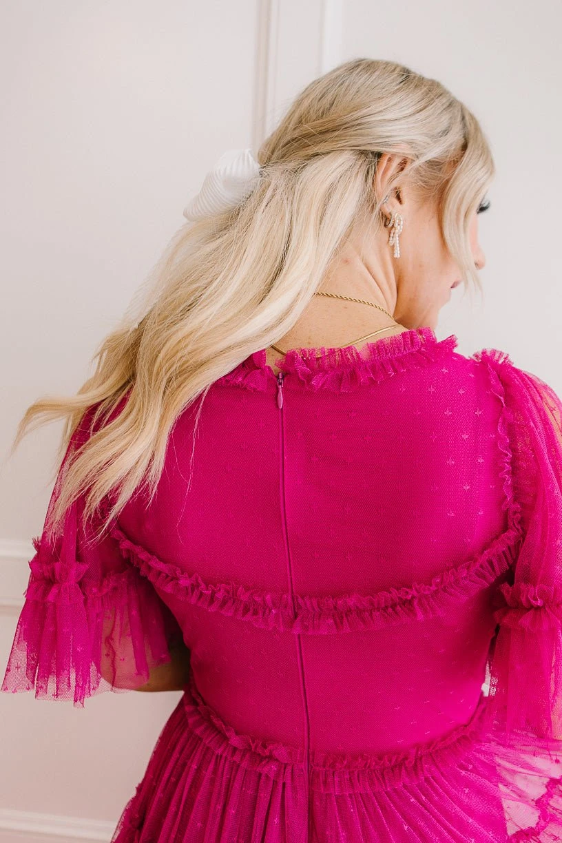 Whimsical Dress With Sweetheart-Neck In Fuchsia - FINAL SALE 8 Whimsical Dress With Sweetheart-Neck In Fuchsia - FINAL SALE - Image 8