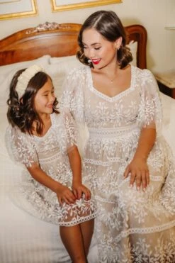 Venice Dress With Flutter Sleeves In Champagne - FINAL SALE -Fashion Clothing Store wweb Holiday CH2 venice white 7900 678882