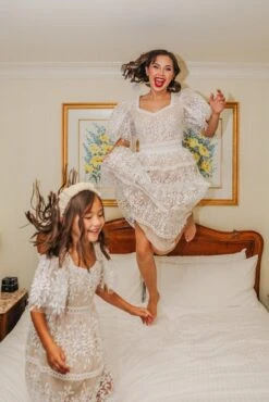 Venice Dress With Flutter Sleeves In Champagne - FINAL SALE -Fashion Clothing Store wweb Holiday CH2 venice white 7917 923529